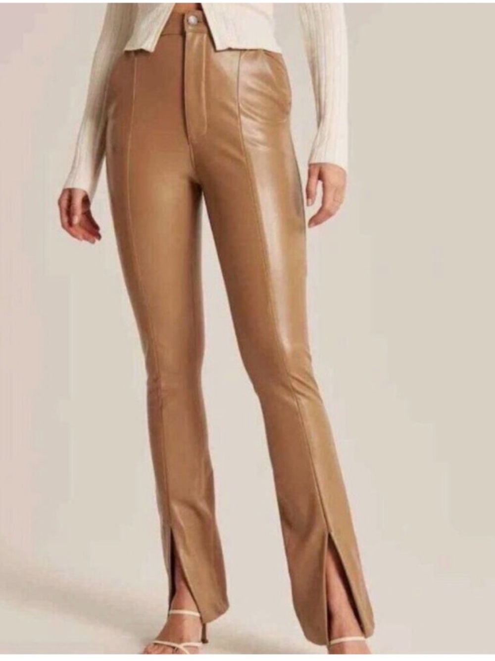 Abercrombie & Fitch Brown Skinny Ultra High Rise Curve Love Leather Pants Size 2
